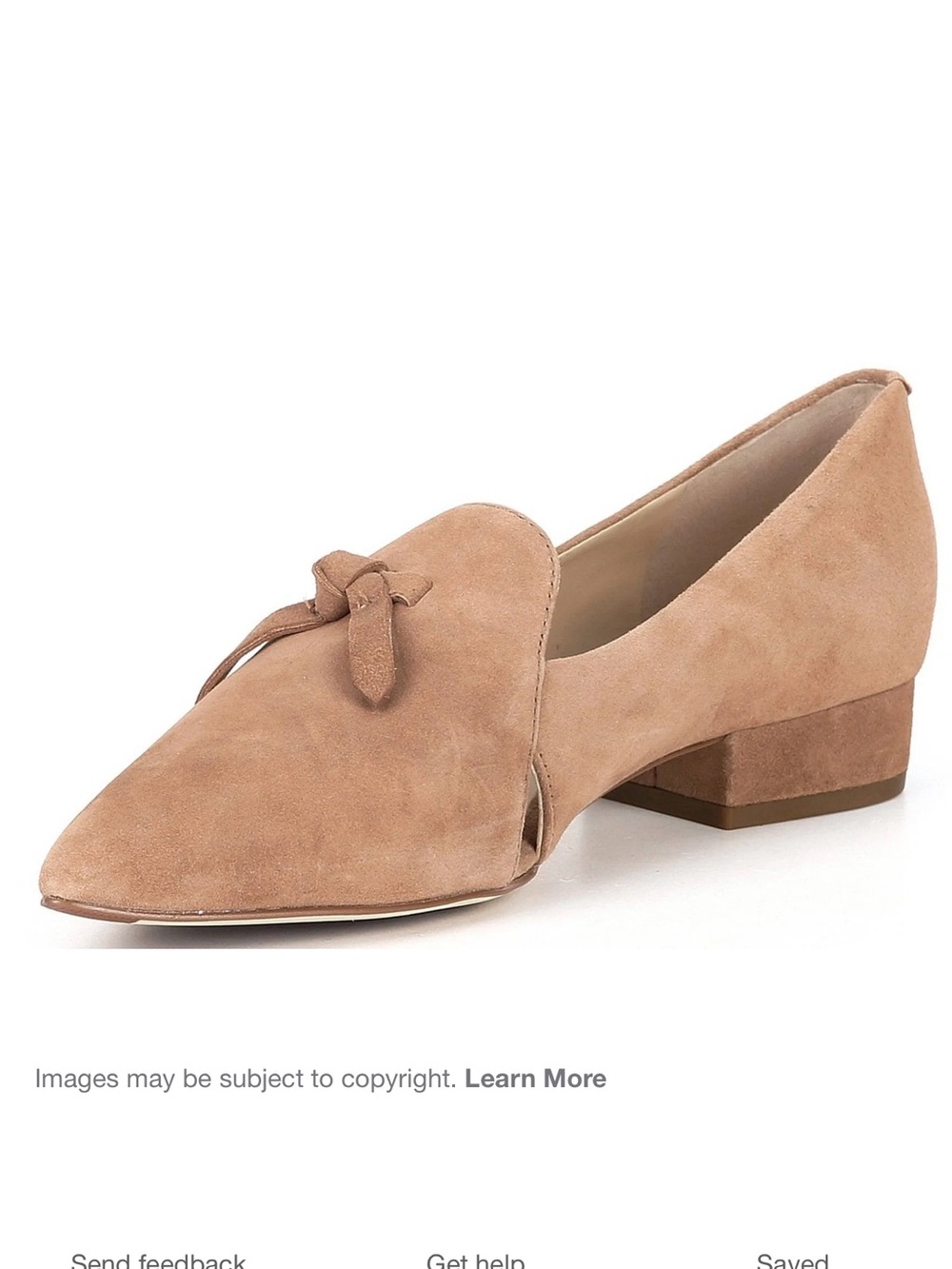 Cole Haan Viola Skimmer Tan Suede Pointed Toe Knot Loafers - Light Whiskey Suede